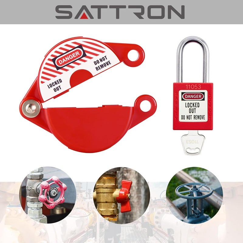 SATTRON 2 Sets Gate Valve Lockout and Safety Padlocks, Valve Lockout Device for 1 to 2-1/2 inch Diameter Valve Handles, Suited for Outdoor Water Spigot Propane Tank - Image 5